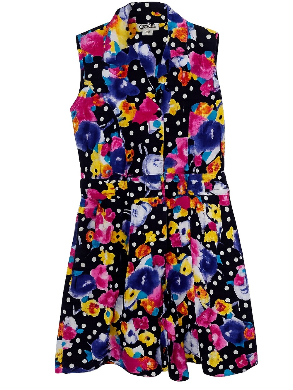 Vintage Sleeveless Floral Dot Fit-and-Flare Romper